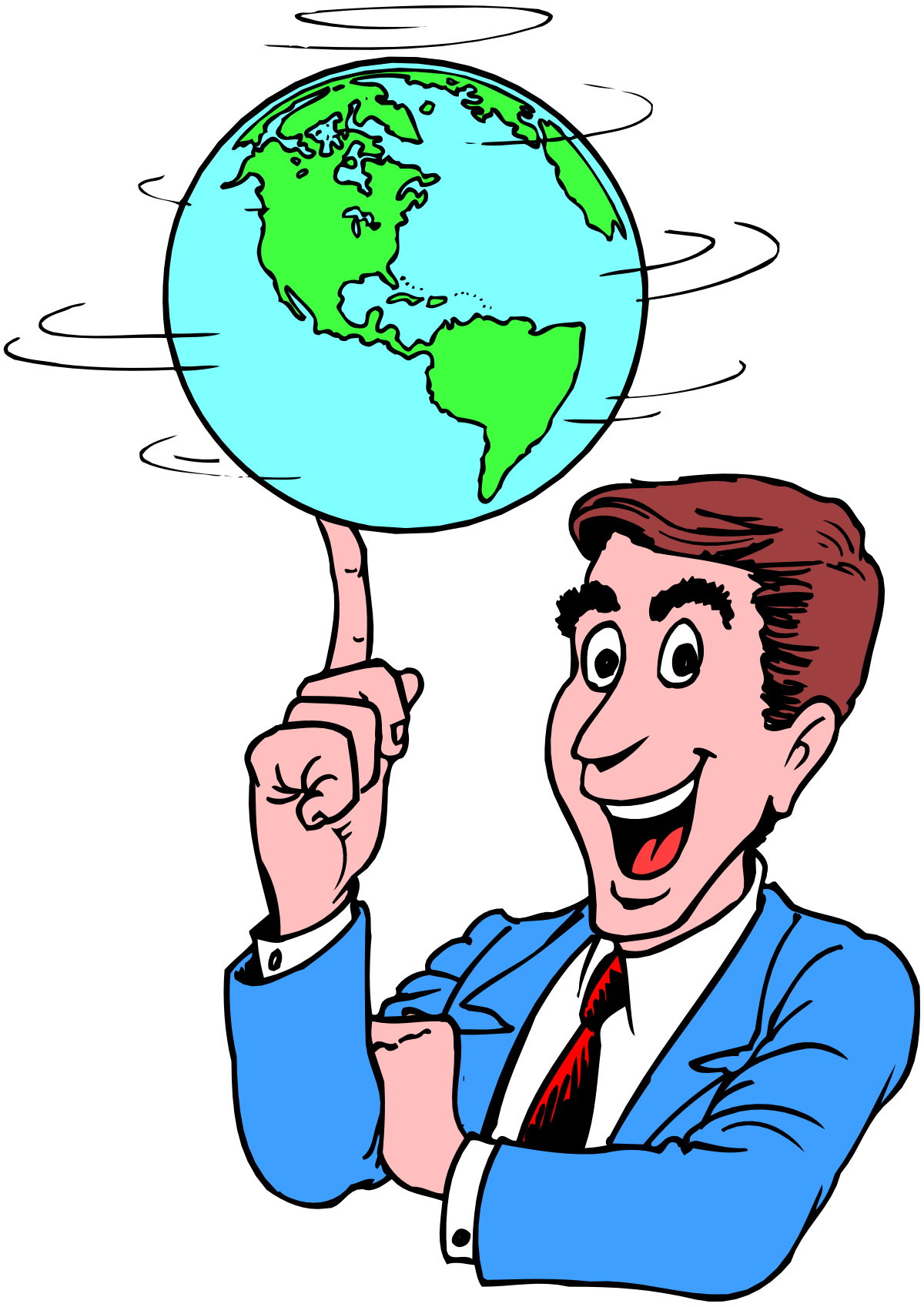 Man in Suit Holding Globe - Professional Clipart for Global Representation
