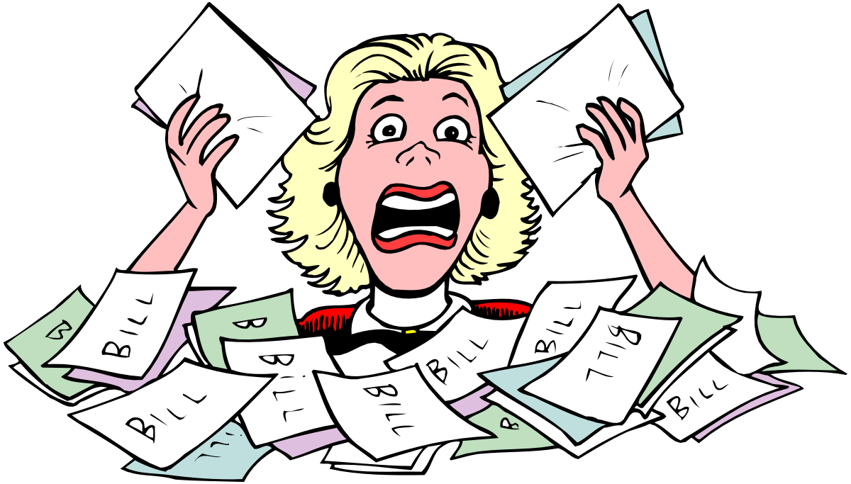 Cartoon Character Surrounded by Papers Clipart - Fun and Whimsical Imagery