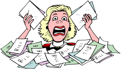 Cartoon Character Surrounded by Papers Clipart - Fun and Whimsical Imagery