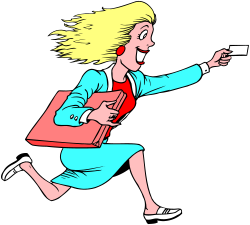 Woman Running with Book - Dynamic Clipart for Education
