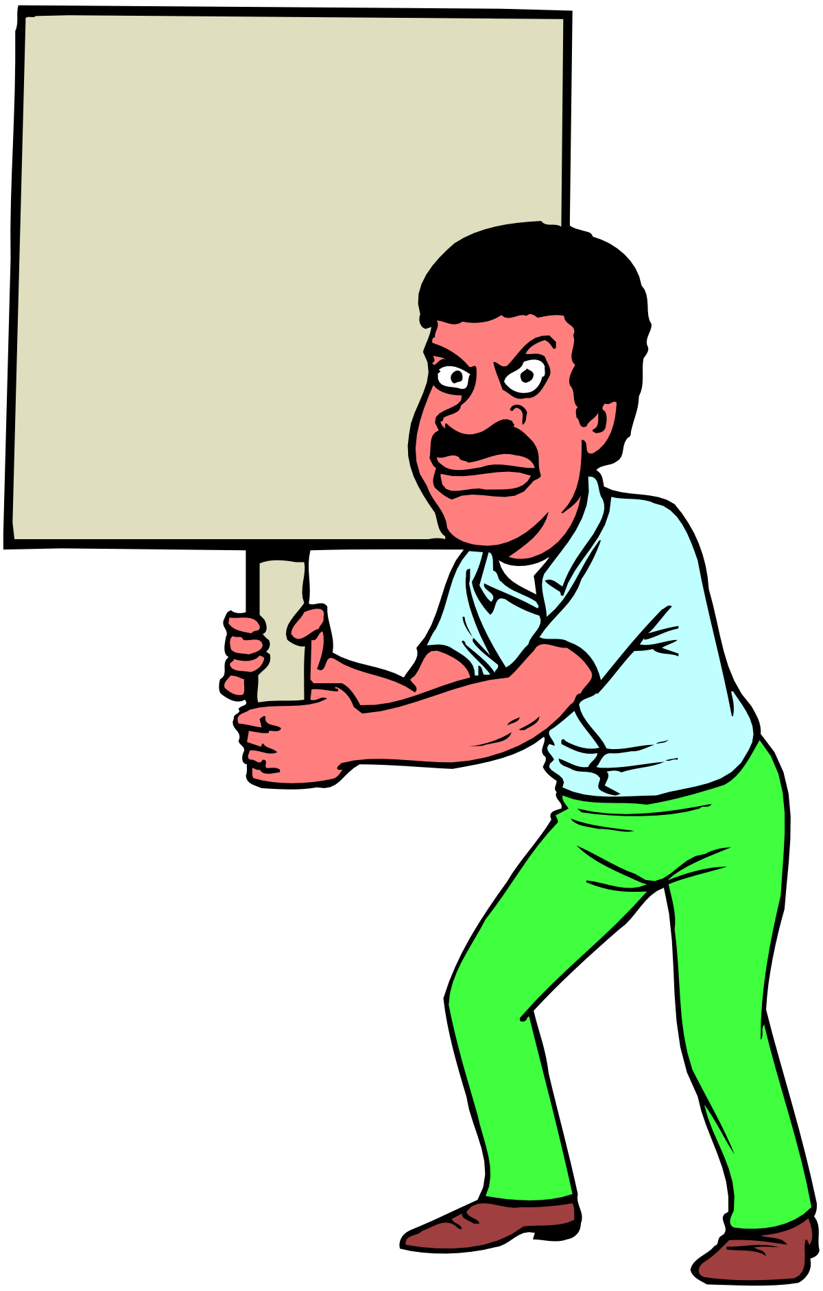 Mustache Clipart: Man Holding a Sign for Fun Designs