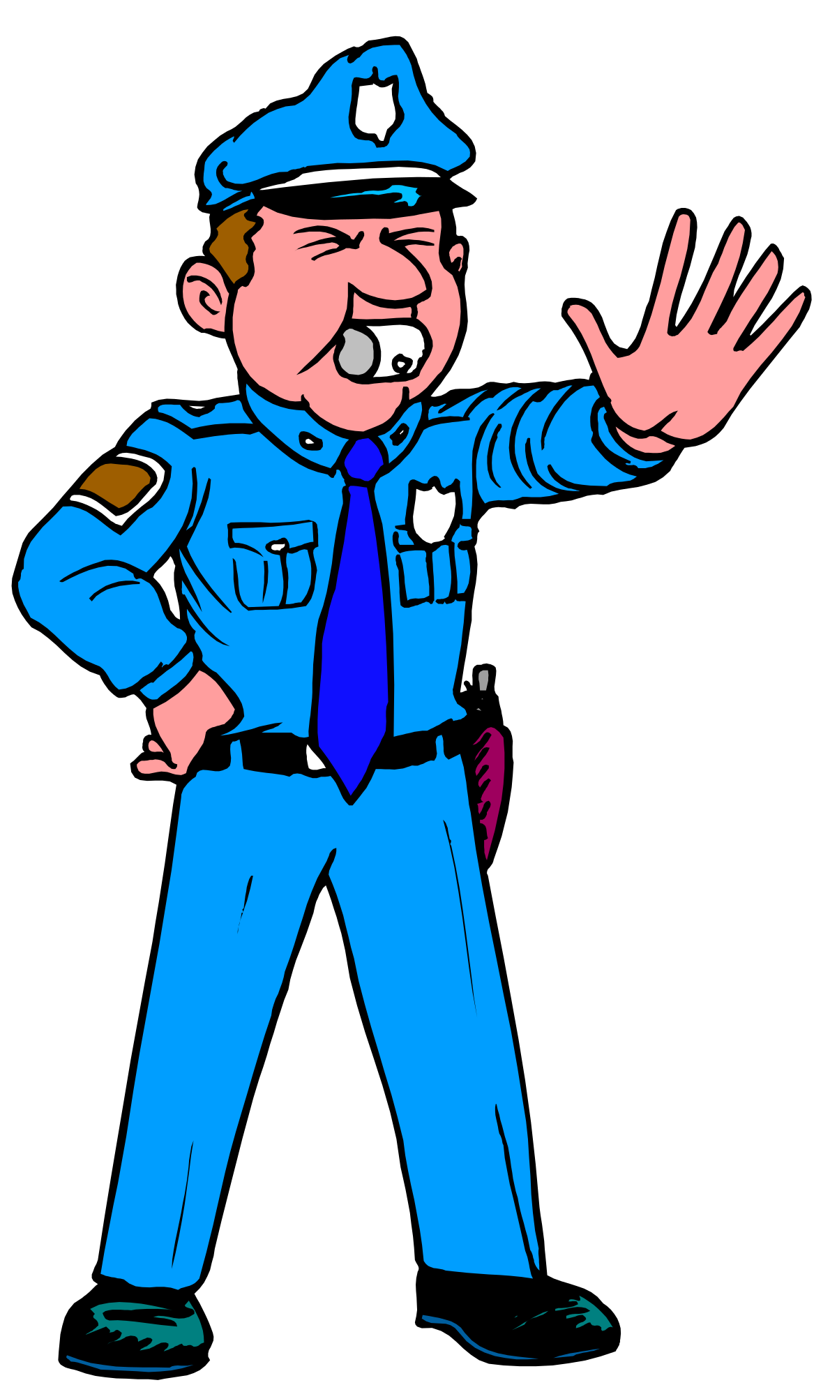 Police Officer with Stop Sign Clipart - Safety and Authority Imagery