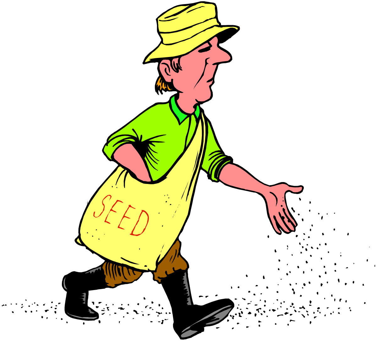 a man in a hat and a yellow shirt is walking clip art png transparent Walking Man in Hat and Yellow Shirt Clipart
