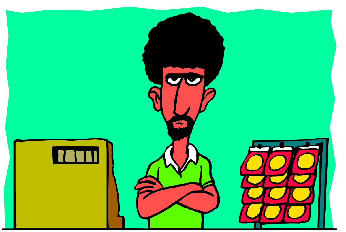 Man Standing Next to Refrigerator Clipart for Kitchen Scenes