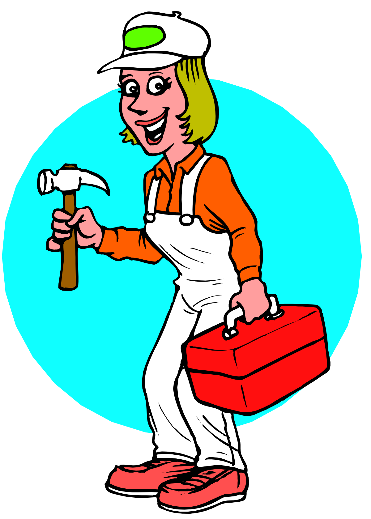 a cartoon of a woman with a tool clip art png transparent Cartoon Woman with Tool Clipart - Empowering DIY Illustrations