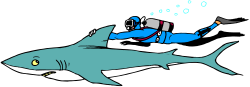Scuba Diver Swimming with Shark Clipart - Underwater Adventure