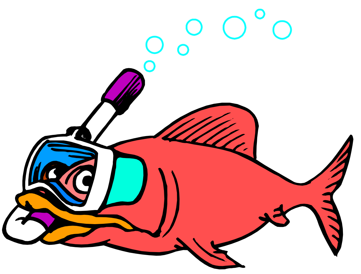 a red fish with a scuba mask and snoral clip art png transparent Red Fish with Scuba Mask and Snorkel Clipart