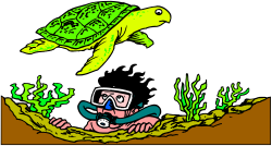 Scuba Diver Swimming with Turtle Clipart: Vibrant Underwater Adventure