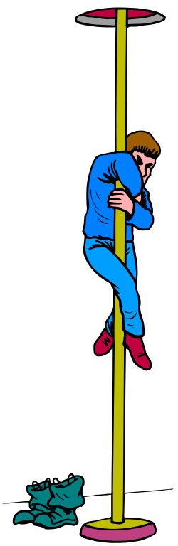 Man Climbing Pole Clipart - Dynamic Vertical Ascent Illustration