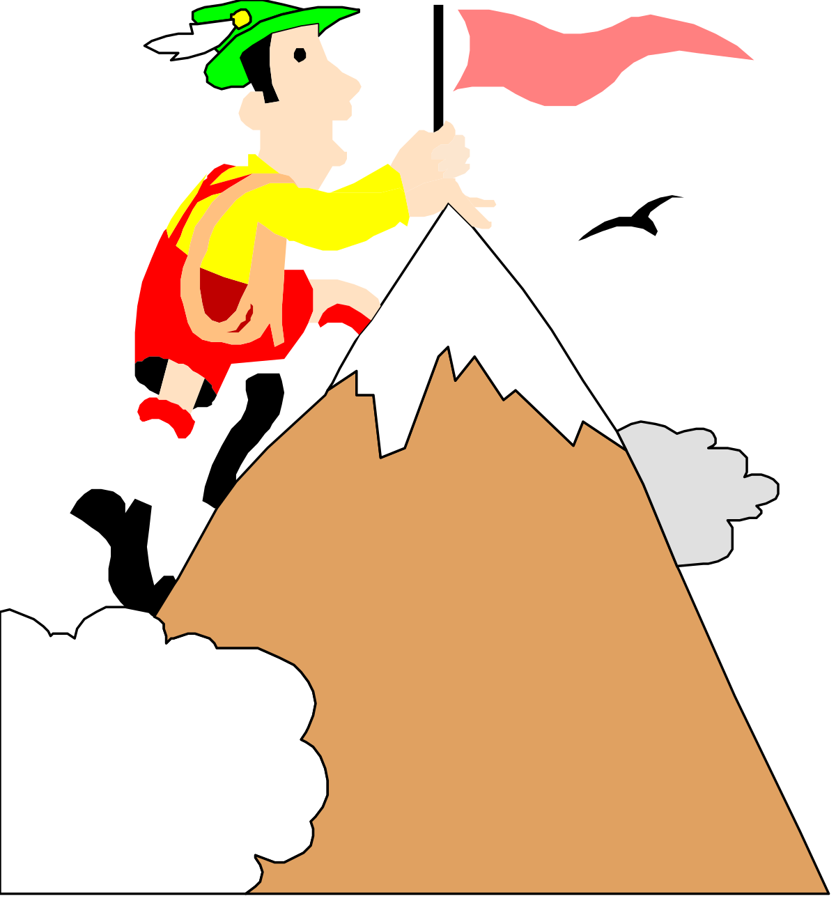 a cartoon character is climbing on a mountain clip art png transparent Cartoon Character Climbing Mountain Clipart - Adventure and Fun