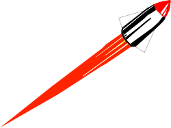 Rocket Clipart: Red and White Rocket Against Black Background