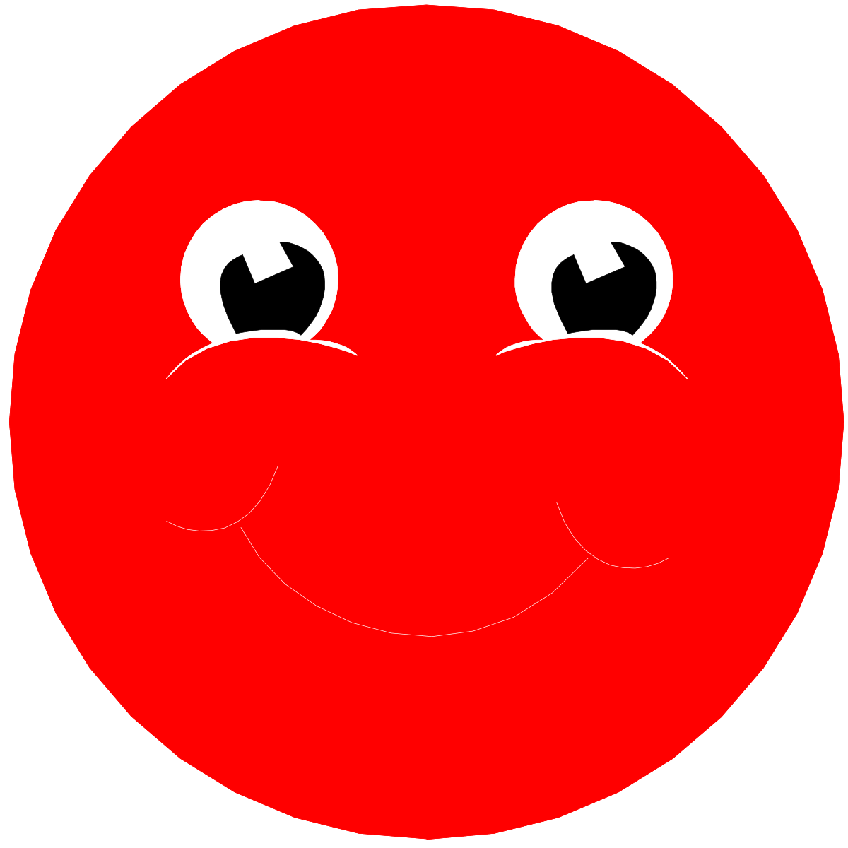 Red Smiley Face Clipart: Cheerful Emoticon with Two Eyes