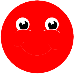 Red Smiley Face Clipart: Cheerful Emoticon with Two Eyes