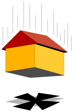 House with Red Roof and Yellow Accents Clipart