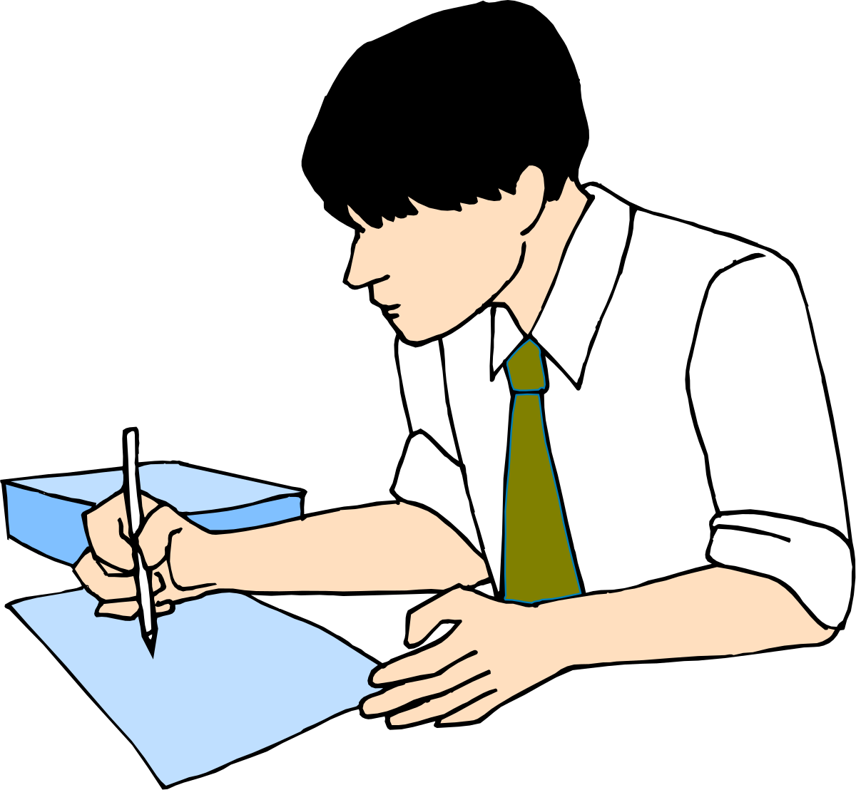 a man writing on a piece of paper clip art png transparent Man Writing on Paper Clipart - Perfect for Creative Projects