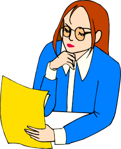 Yellow Folder Clipart with Woman in Blue Shirt and Glasses