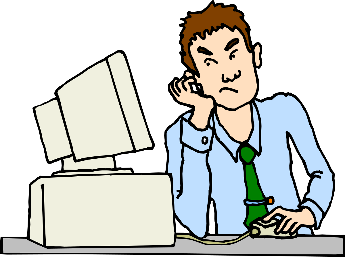 Man at Desk with Computer Clipart - Ideal for Office Illustrations