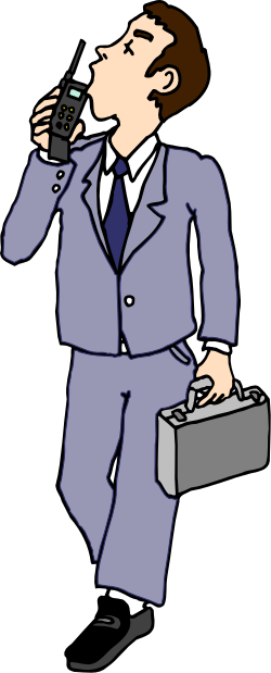 Businessman in Suit Talking on Cell Phone Clipart