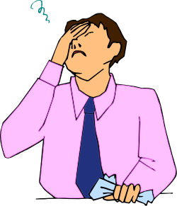 Man in Pink Shirt and Tie Holding Head - Expressive Clipart for Business Moments