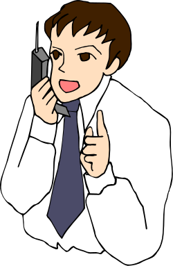 Professional Man in White Shirt and Tie Talking on Cell Phone Clipart