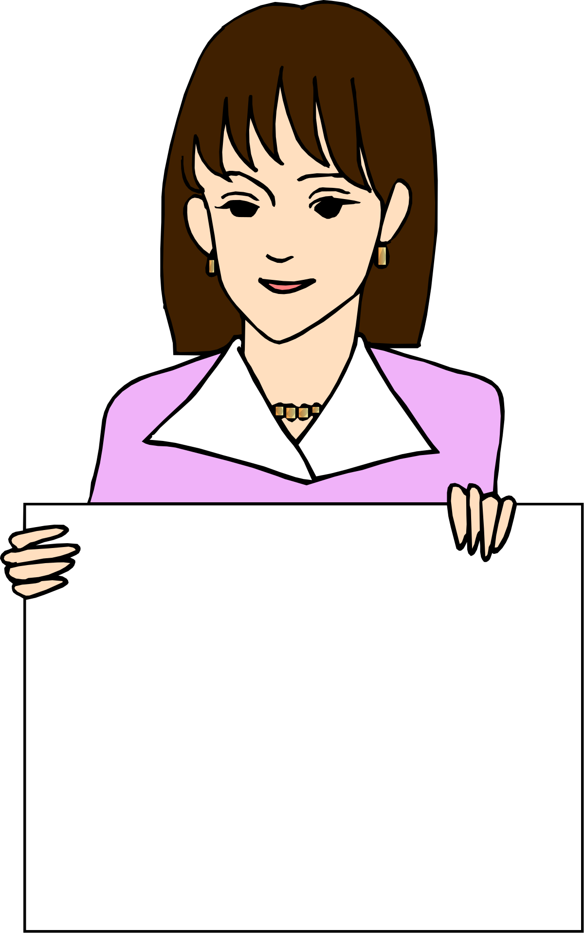 Blank Sign Clipart: Woman Holding Empty Board for Customization