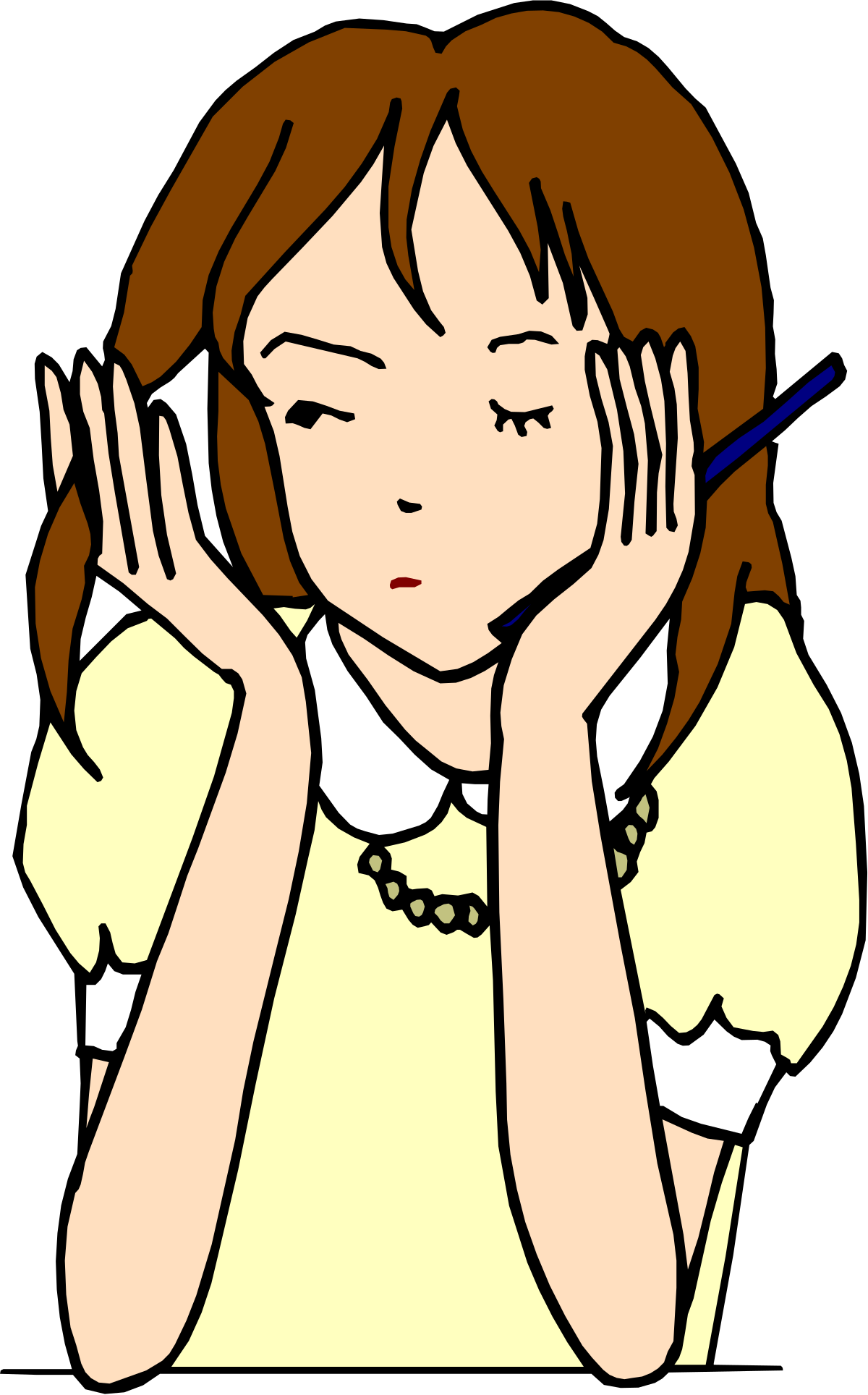 Girl with Hands on Face Clipart - Expressive Emotions in SVG Format