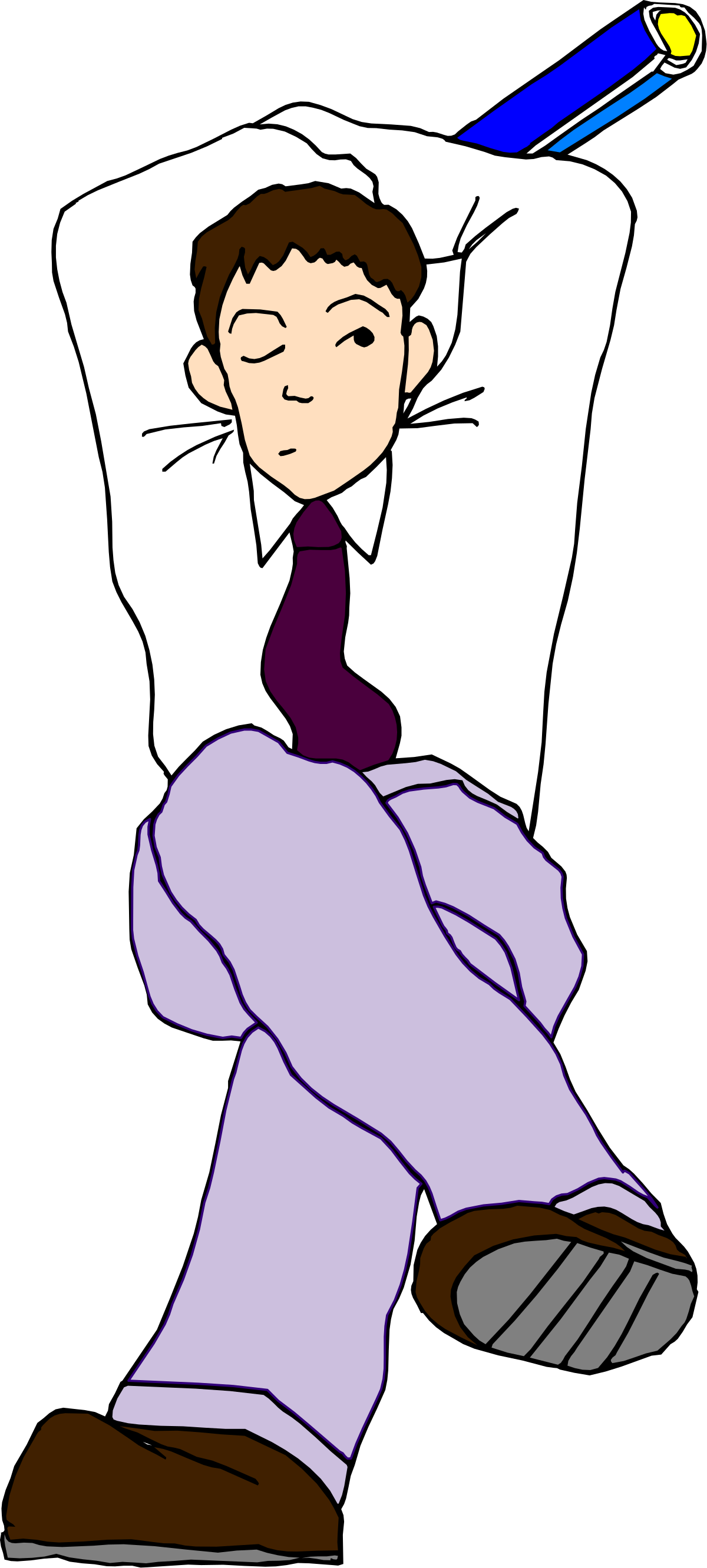 Sleeping Man in Pajamas with a Bat Clipart