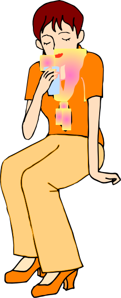 Woman Sitting on a Stool with a Drink Clipart