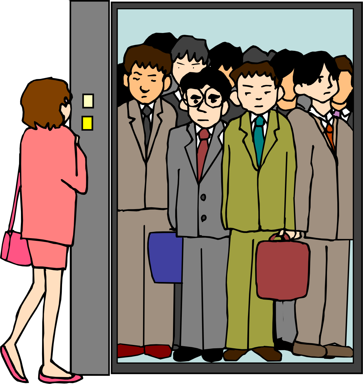 Group of People Standing in a Doorway Clipart