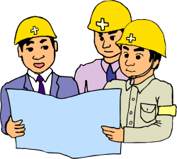 Construction Workers Analyzing Blueprint - Clipart for Projects