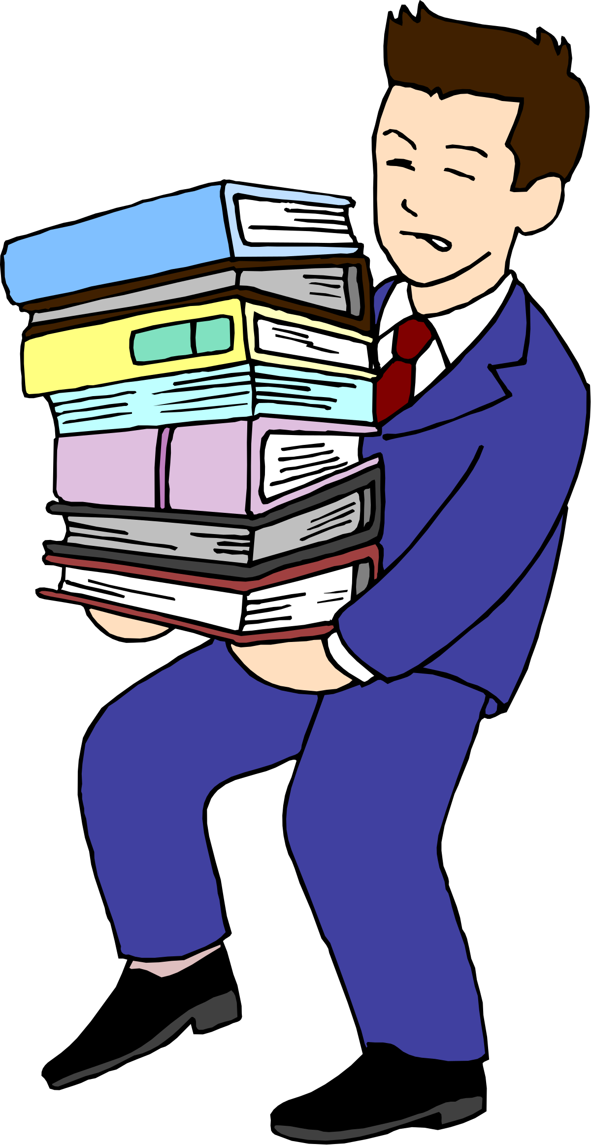 Man Carrying Stack of Books Clipart - Perfect for Educational Themes
