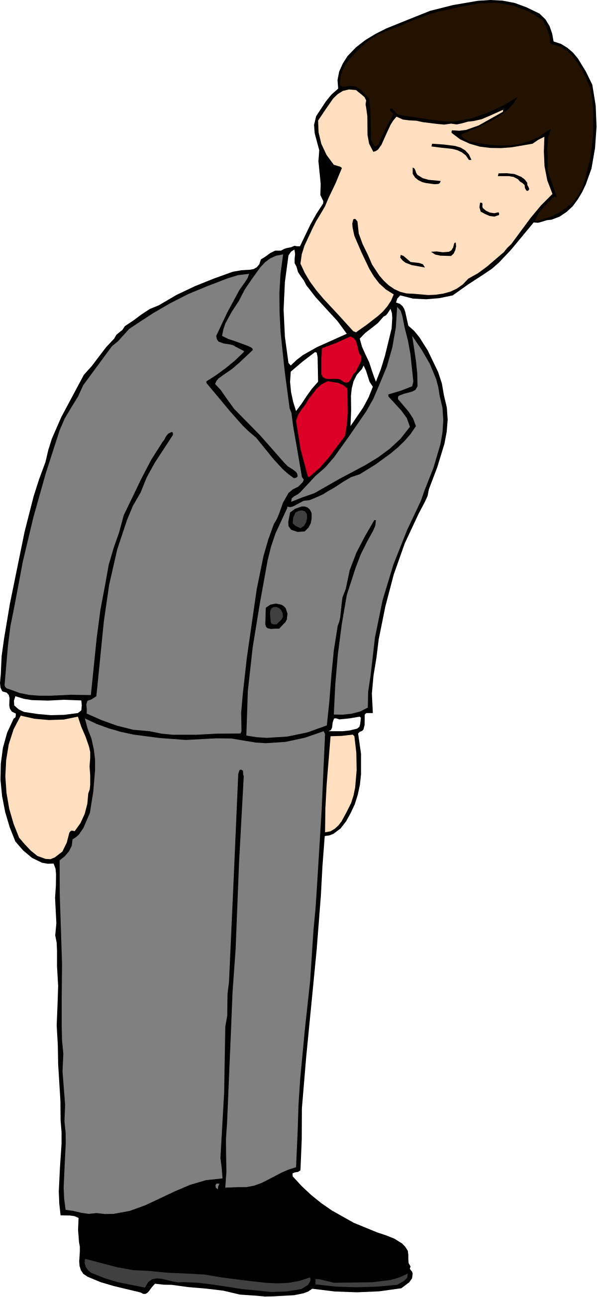 Businessman in Suit and Tie Looking Down Clipart