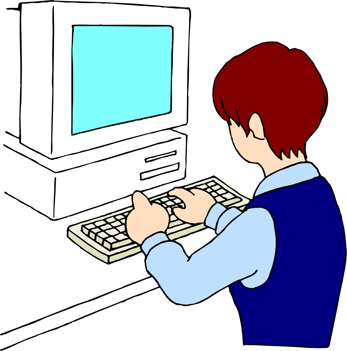 Person Using Computer Clipart - Dynamic Digital Workspace Visuals