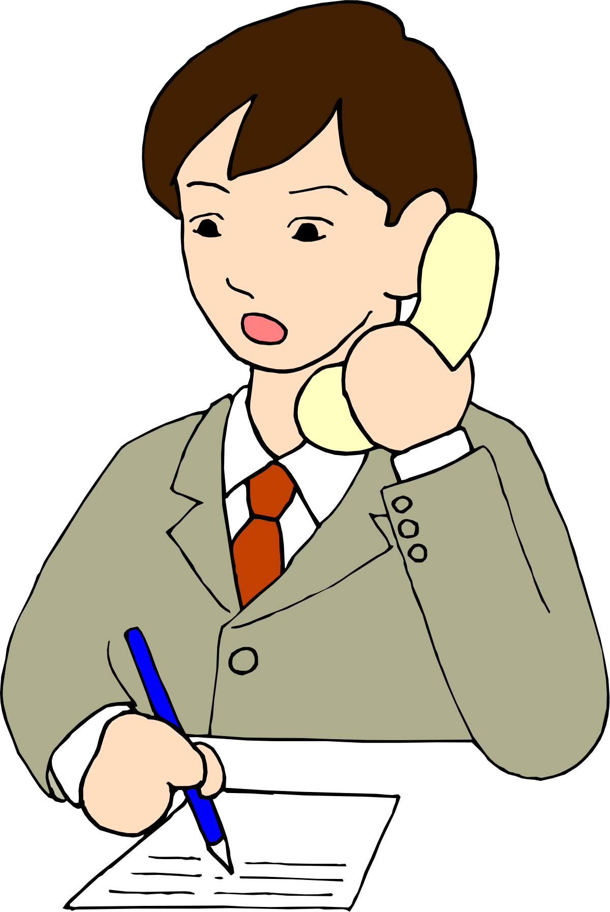 Business Professional in Suit Talking on Cell Phone Clipart