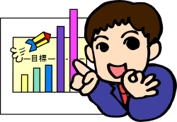 Man Pointing at Bar Chart - Engaging Clipart for Data Presentation