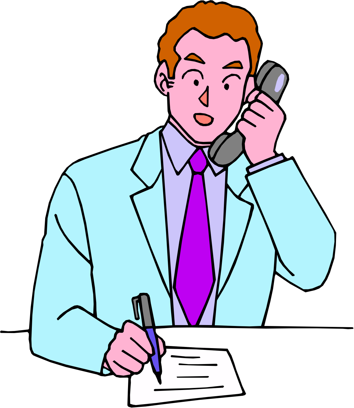 Businessman in Suit Talking on Cell Phone Clipart