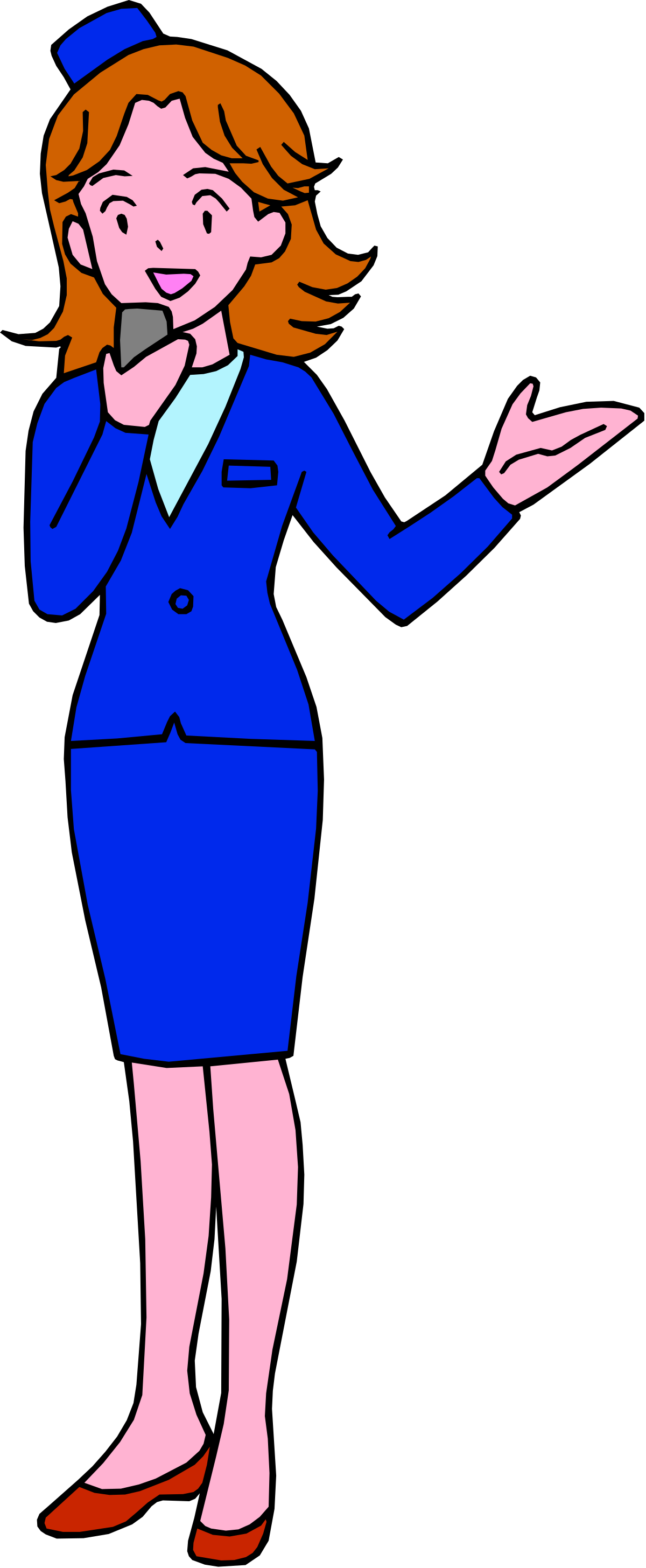 Woman in Blue Suit Talking on Cell Phone Clipart