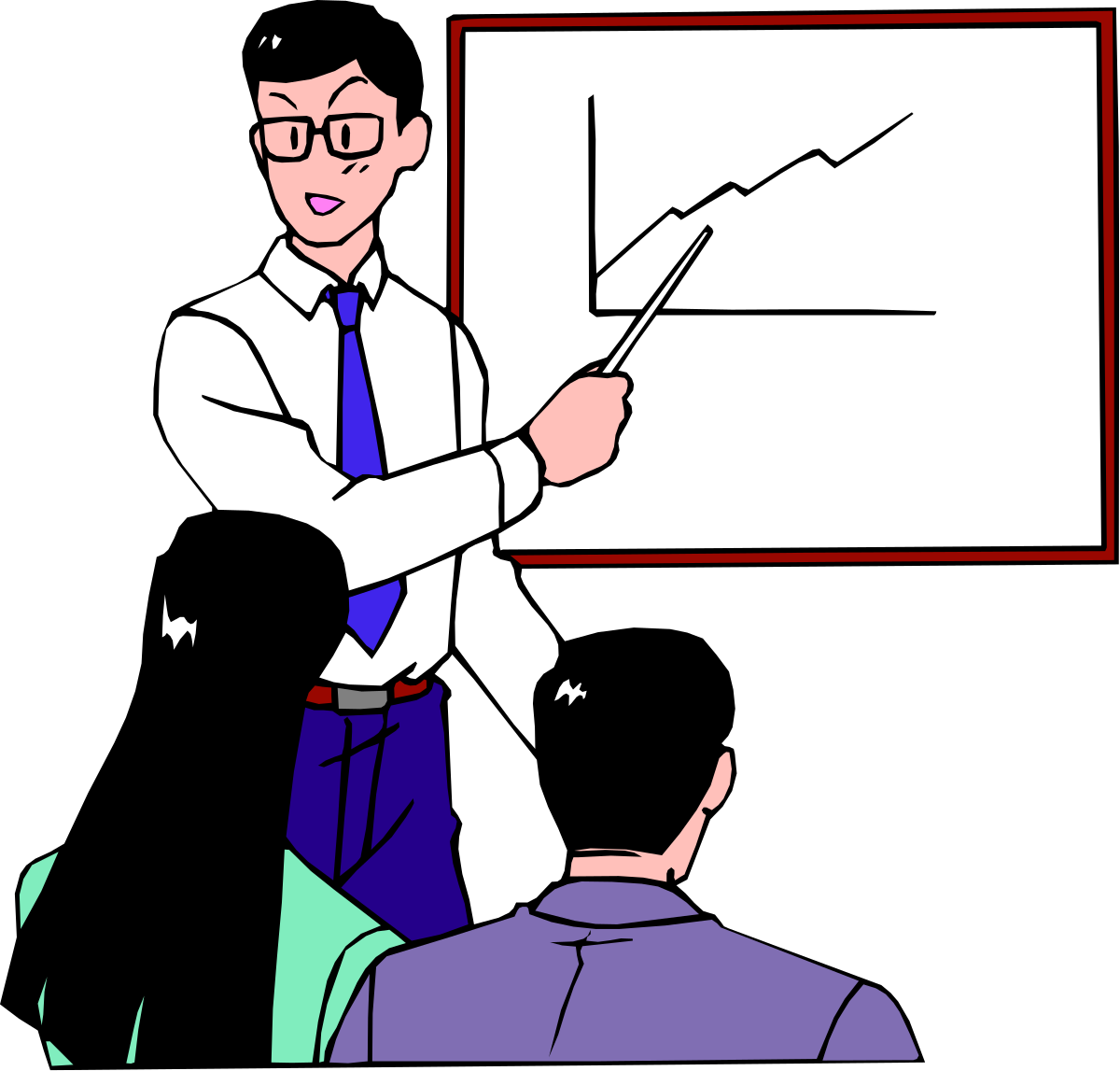 Businessman Pointing to Whiteboard Clipart - Professional Meeting Scene