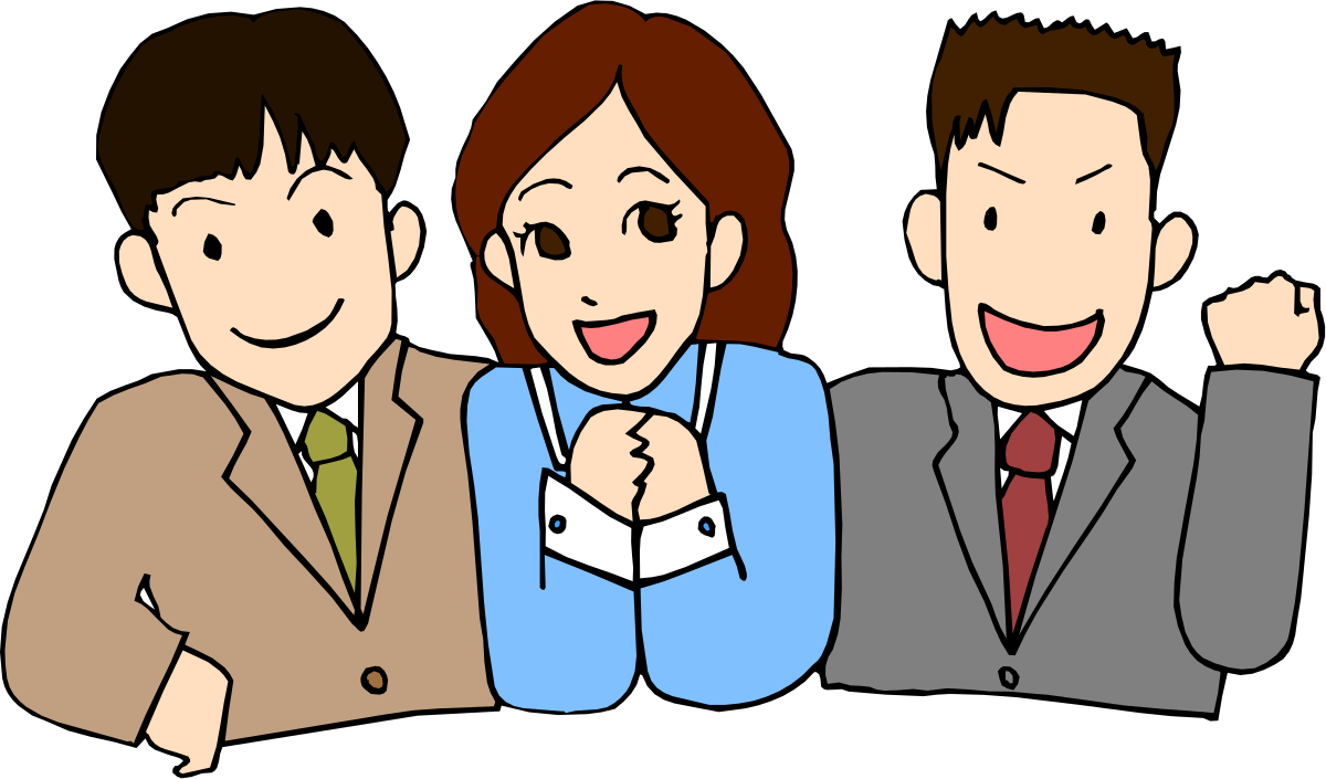 Business Meeting Clipart: Three Professionals in Suits Interacting