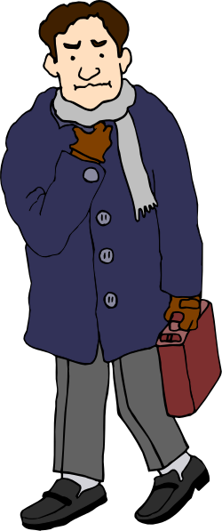 Businessman in Coat and Tie Carrying Briefcase Clipart