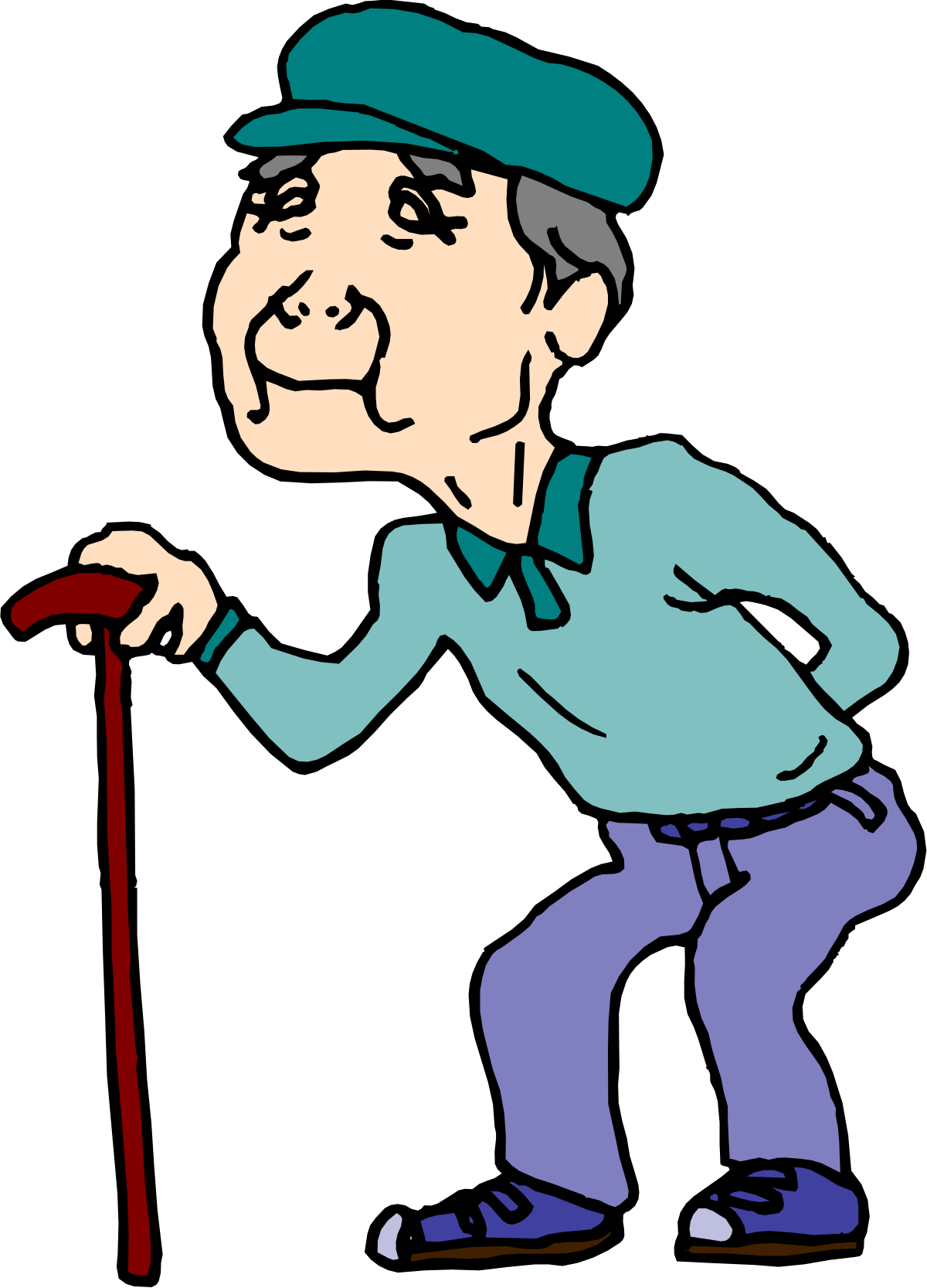 a man with a cane walking down the street clip art png transparent Man with Cane Walking Down Street Clipart – Urban Scene Illustration