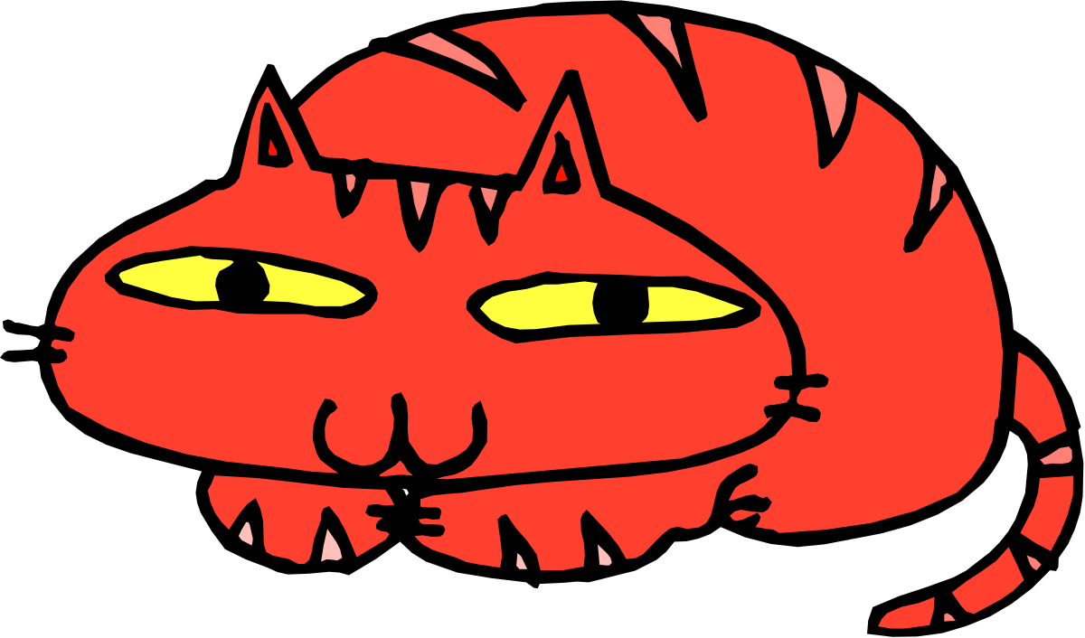 Red Cat with Yellow Eyes on Black Background - Stunning Clipart