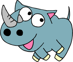 Cartoon Rhino Clipart: Adorable Rhino with Large Nose and Big Eyes