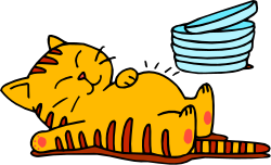 Cat Sitting on Ground with Cloud Background - Playful Clipart