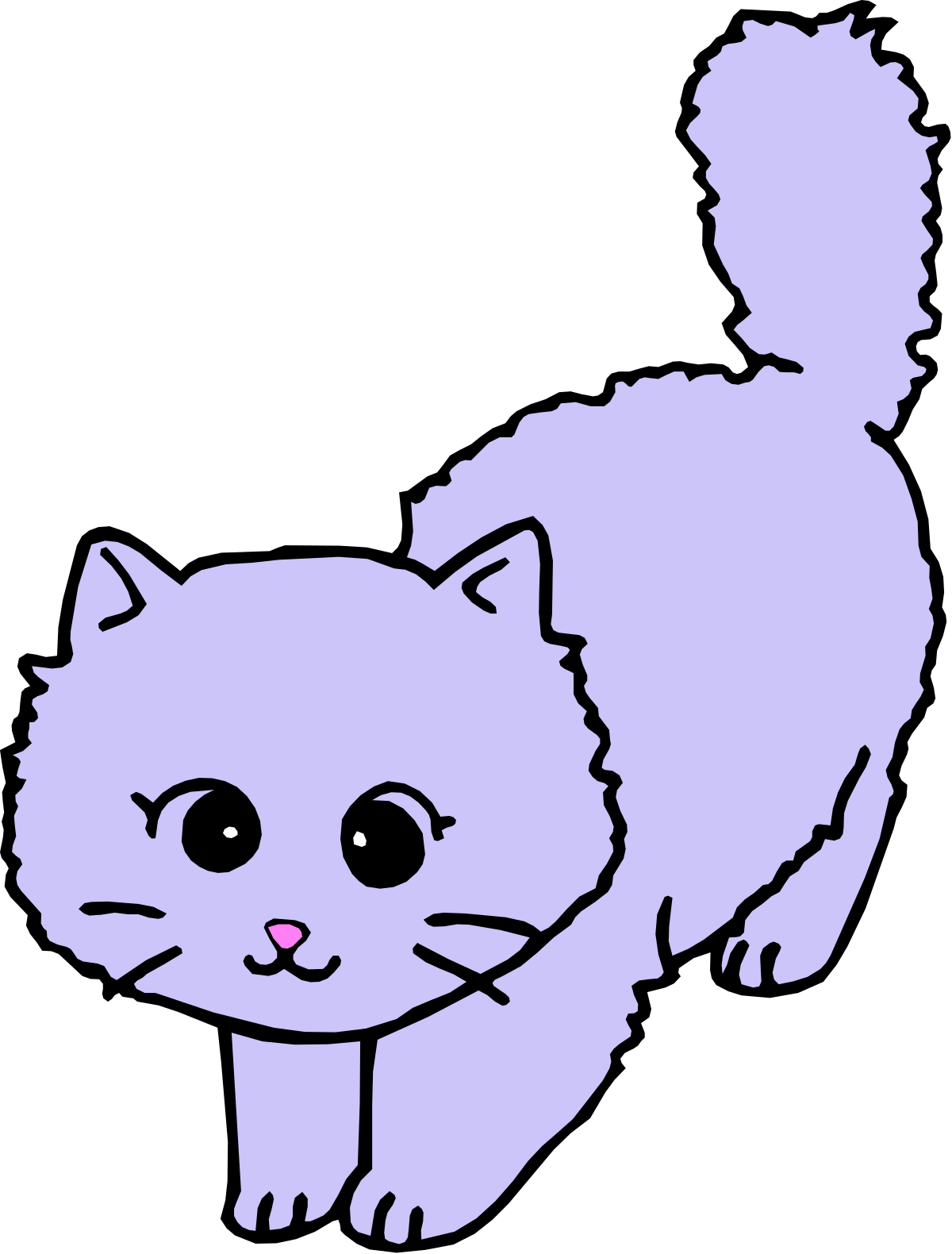 Purple Cat with Pink Nose and Tail Clipart