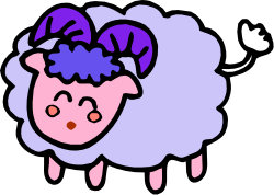 Purple Sheep with Hair Clip - Playful Clipart for Creative Projects