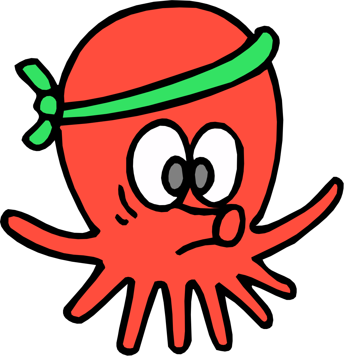 a red octopus with a green hat on its head clip art png transparent Red Octopus with Green Hat Clipart for Fun Designs