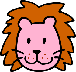 Cartoon Lion Face with Pink Mane - Charming Clipart for Fun Designs