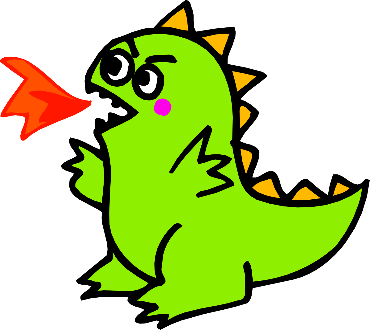 Green Dinosaur with Red Nose Clipart - Vibrant and Playful Imagery