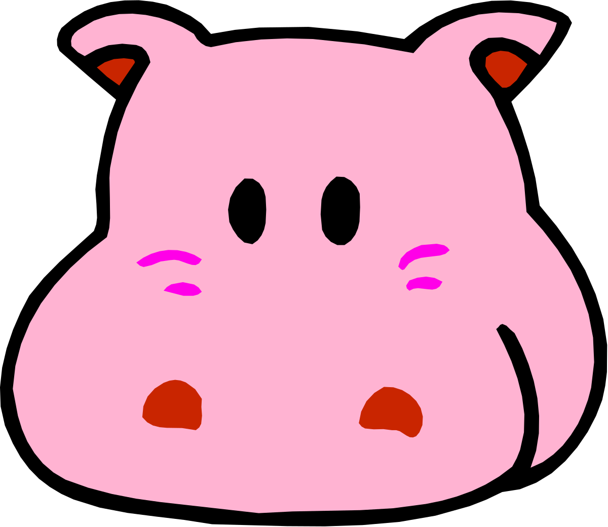Pink Hippo with Sad Face Clipart for Creative Projects